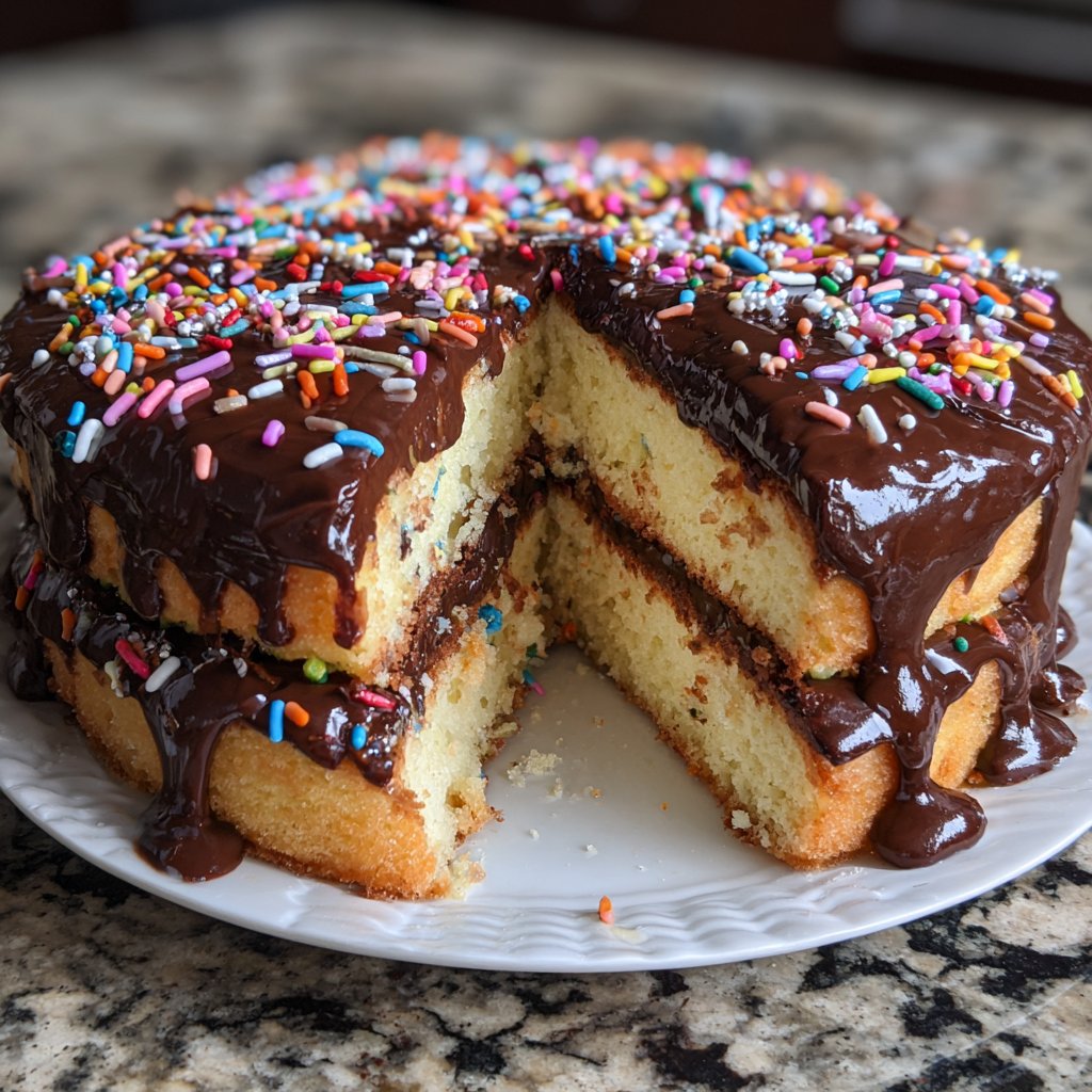 Geburtstagskuchen mit Schokoglasur