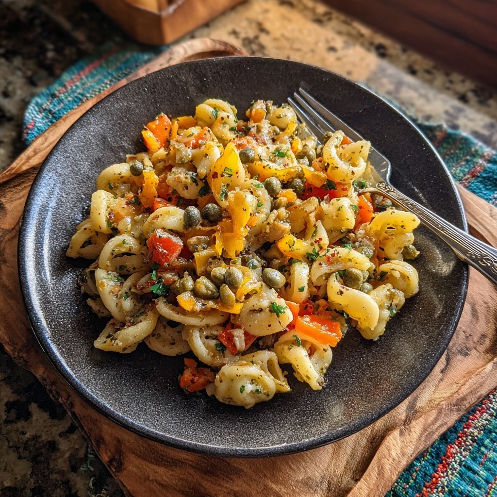 Mediterraner Nudelsalat Mit Kapern