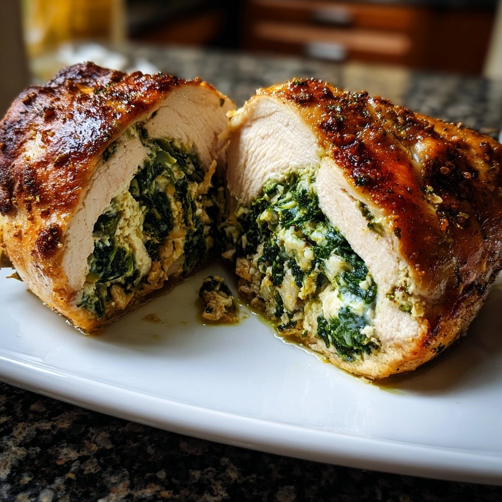 Gefüllte Hähnchenbrust mit Spinat