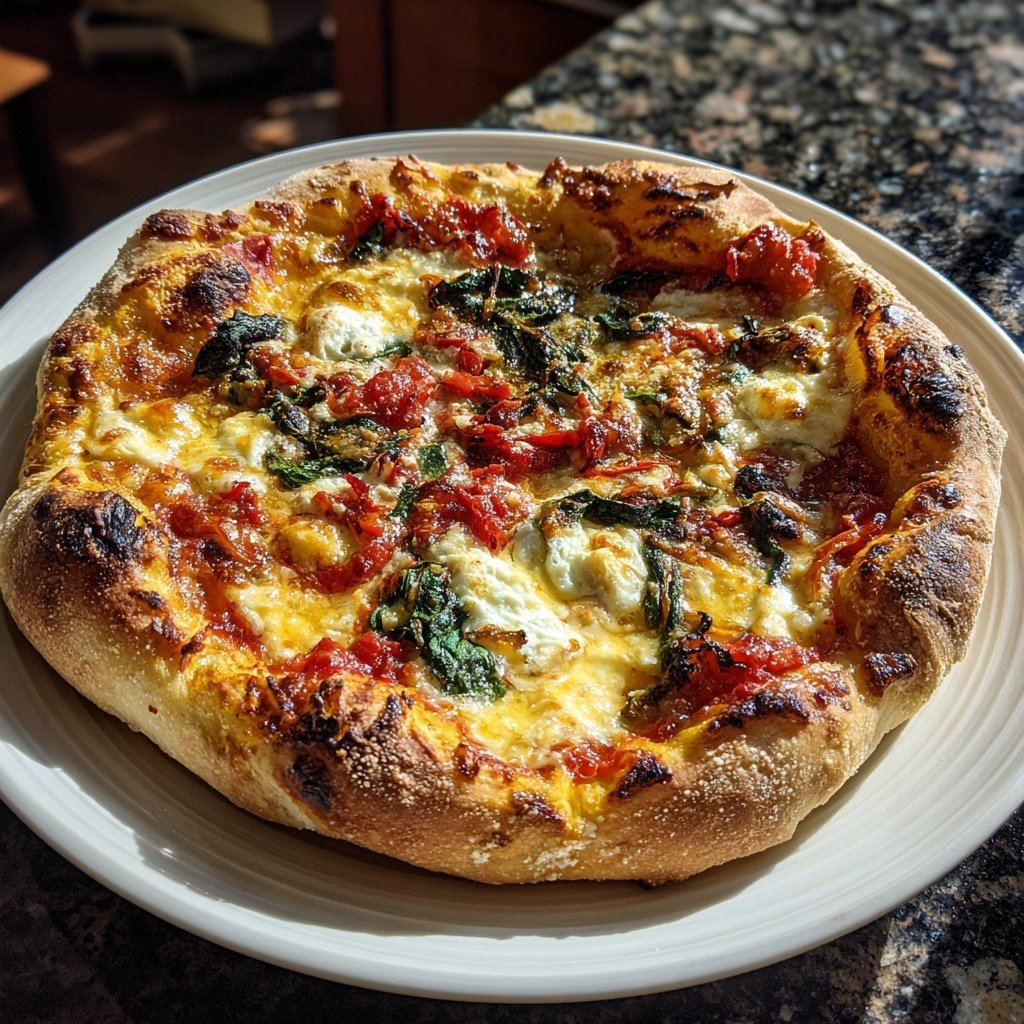 Pizza mit Spinat und Ricotta